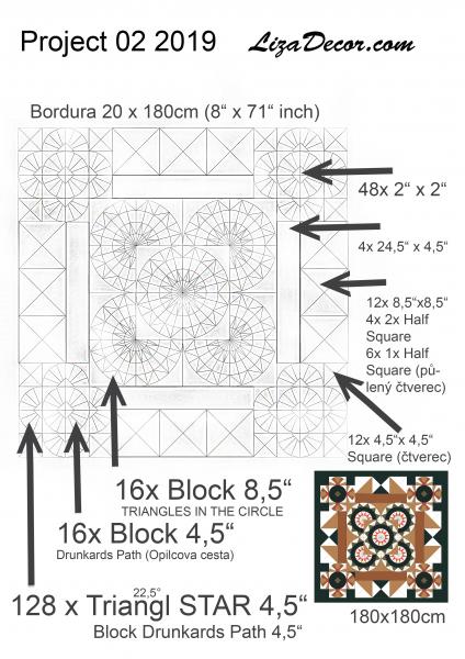 Patchworkové šablony TRIANGLES IN THE CIRCLE 